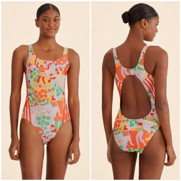 💕FARM RIO x ADIDAS💕 Farm Swimsuit ~ Pearl Citrine 10 NWT - Picture 1 of 16